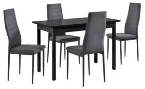 Set Table 4 Chaises Honningsvåg Noir - Métal - 60 x 75 x 120 cm