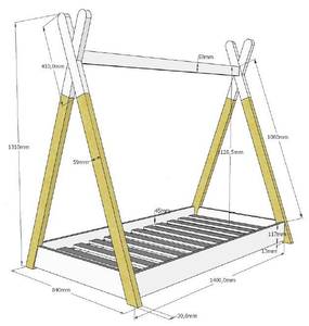 Hausbett TIPI HB015 Weiß - Massivholz - Holzart/Dekor - 85 x 130 x 146 cm