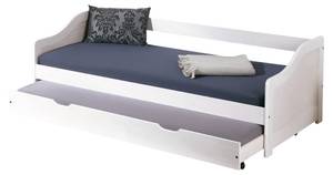 Einzelbett mit zweitem Bett und Auszug Weiß - Holz teilmassiv - 209 x 66 x 97 cm