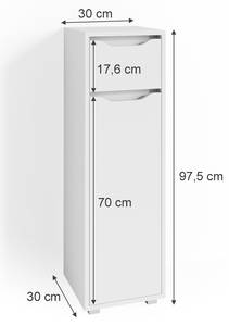 Midischrank Ruben Weiß Weiß - Holzwerkstoff - 30 x 97 x 30 cm