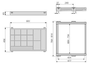 Schmuckschubladen-Kit für Schränke Moka Braun - Metall - 48 x 17 x 71 cm