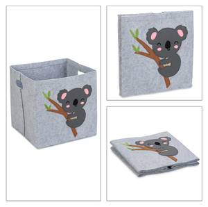 4 x Filz Aufbewahrungskorb Koala-Motiv Grau - Pink - Textil - 34 x 33 x 32 cm