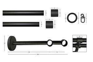 Gardinenstange Rustika 2 lfg. Schwarz - Breite: 420 cm