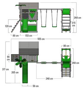 Spielturm TikaTaka mit Surfanbau Dunkelgrün