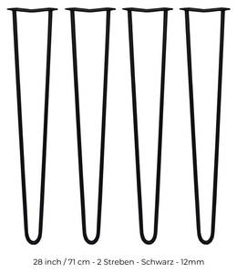 4 x 2 Streben Hairpin-Tischbeine 71cm Schwarz - Metall - 1 x 71 x 2 cm