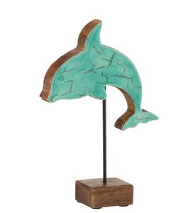 Delphin Auf Blau - Holzart/Dekor - Holz teilmassiv - 21 x 5 x 14 cm