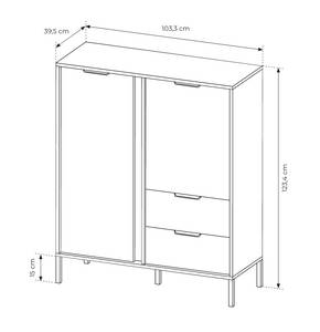 Kommode LARS 2D3S Schwarz - Gold - Holzwerkstoff - Kunststoff - 104 x 124 x 40 cm