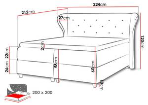 Boxspringbett Bakart Grau - Breite: 224 cm