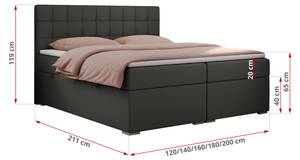 Boxspringbett CARMEN Dunkelgrau - Breite: 160 cm - H4 - Kunstleder