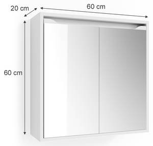 Armoire de toilette Ruben blanc Blanc - En partie en bois massif - 60 x 60 x 20 cm