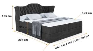 Boxspringbett VILA Schwarz - Breite: 140 cm - H3