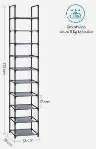 Schuhregal Accra Grau - Kunststoff - 33 x 173 x 33 cm