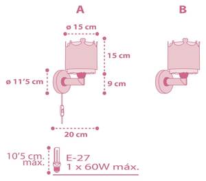 Wandleuchte LITTLE QUEEN Pink - Weiß - Kunststoff - 8 x 24 x 8 cm