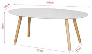 Table Basse FBT61-W Blanc - En partie en bois massif - 105 x 40 x 60 cm