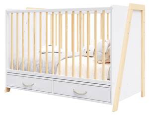 Mitwachsendes Babybett Beige - Massivholz - 66 x 90 x 128 cm