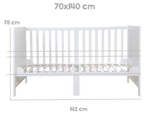 Mitwachsendes Babybett Easy Sleep Weiß - Holzwerkstoff - 78 x 78 x 142 cm