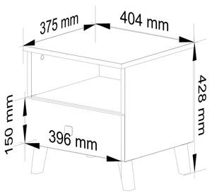 Table de Chevet MOBI Beige - Bois manufacturé - 40 x 43 x 37 cm