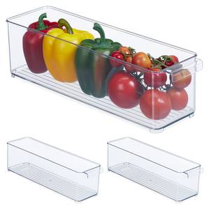 3 x länglicher Kühlschrank Organizer Kunststoff - 37 x 10 x 10 cm