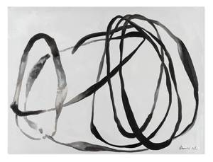 Tableau peint Flight of Thought Noir - Gris - Blanc - Bois massif - Textile - 100 x 75 x 4 cm
