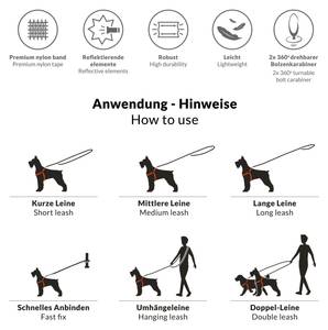 Hundeleine WILLY Schwarz - Rot - Tiefe: 200 cm