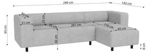 Ecksofa mit Ottomane Mette Hellgrau - Armlehne beidseitig montierbar - Ecke davorstehend rechts