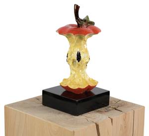 Sculpture moderne Fruit défendu Doré - Rouge - Pierre artificielle - Matière plastique - 15 x 30 x 15 cm