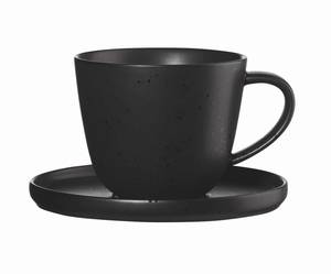 Kaffeetasse + Untertasse Coppa Schwarz - Naturfaser - 2 x 8 x 9 cm