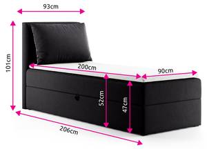 Boxspringbett Egro Mini Schwarz - Breite: 93 cm