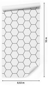 Tapete Geometrie Muster Moderne Mosaik Schwarz - Weiß - Papier - Textil - 53 x 1000 x 1000 cm