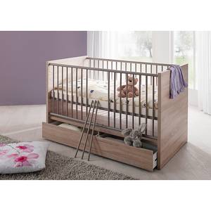 Babybed Henri onbehandelde eikenhouten look - met ombouwzijkanten en lades