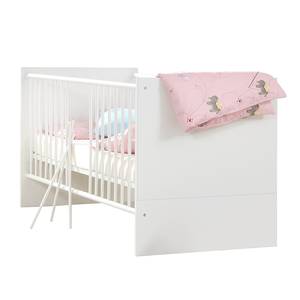 Babybed Simba alpinewit/grof gezaagde eikenhouten look - variant C: babybed inclusief ombouw en lades