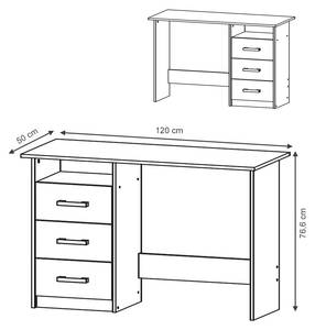 Schreibtisch Meiko Weiß/Sonoma Weiß - Höhe: 50 cm