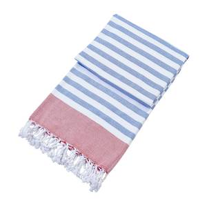 Serviette de bain Sahna Coton - Blanc / Bleu / Rouge rubis