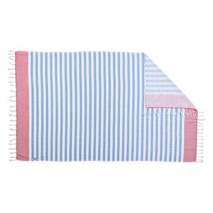 Serviette de bain Sahna Coton - Blanc / Bleu / Rouge rubis