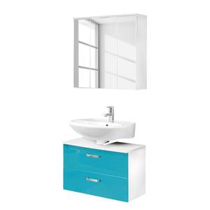 2 pezzi Set da bagno a-qua Bianco/Turchese - Turchese lucido