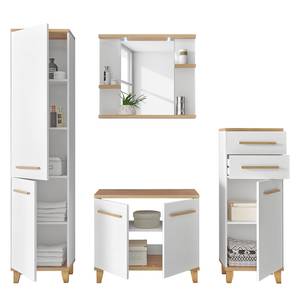 Armoire midi Bjerka Blanc / Imitation chêne clair