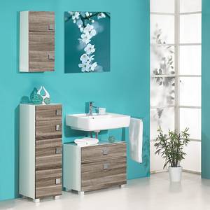 Set mobili da bagno Genf I (3 pezzi) Bianco/Effetto quercia color tartufo