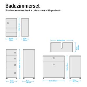 Badezimmerset Genf (3-teilig) Weiß glanz/Weiß - 3er-Set