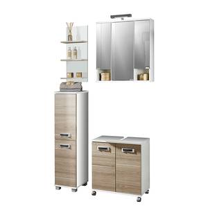 Set da bagno Granby (4 pezzi) Con maniglie di design bianche/Effetto quercia grigio