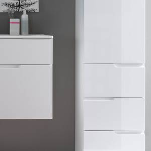 Badezimmerset Larado (4-teilig) inkl. Waschbecken & Beleuchtung - Hochglanz Weiß / Weiß
