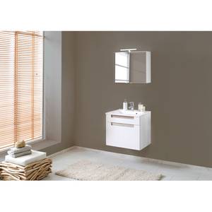 Set per il bagno Laris II (3 pezzi) Bianco lucido/ Effetto quercia di Sonoma