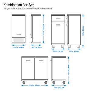 Badezimmerset Lugano Weiß perl - 3er-Set