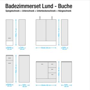 Badezimmerset Lund Buche - 4er-Set