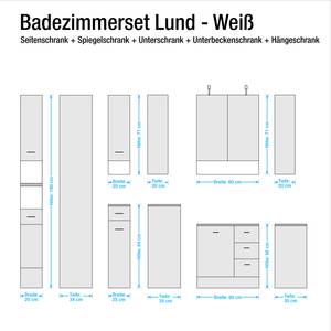 Ensemble meubles de salle de bain Lund Blanc - Ensemble 5 éléments