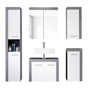 Salle de bain 5 pièces MIAMI 5 articles 5 éléments - Blanc / Imitation chêne gris cendré