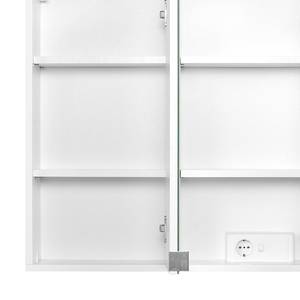 Ensemble de salle de bain Oslo (2 élémen Avec éclairage - Partiellement en hêtre massif - Blanc mat - Largeur : 100 cm
