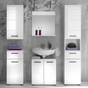 Salle de bain Storm I (5 éléments) Blanc avec applications en noir - Blanc brillant / Blanc