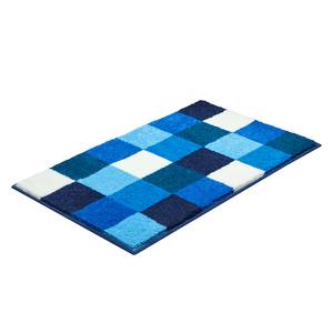 Badmat Bona Checked geweven stof - Blauw - 70x120cm