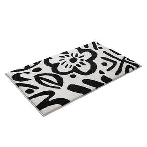 Tapis de bain Cool Flower Fibres synthétiques - Noir / Blanc - 70 x 120 cm