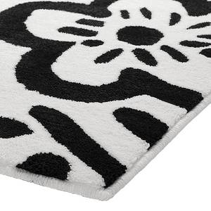 Tapis de bain Cool Flower Fibres synthétiques - Noir / Blanc - 60 x 100 cm